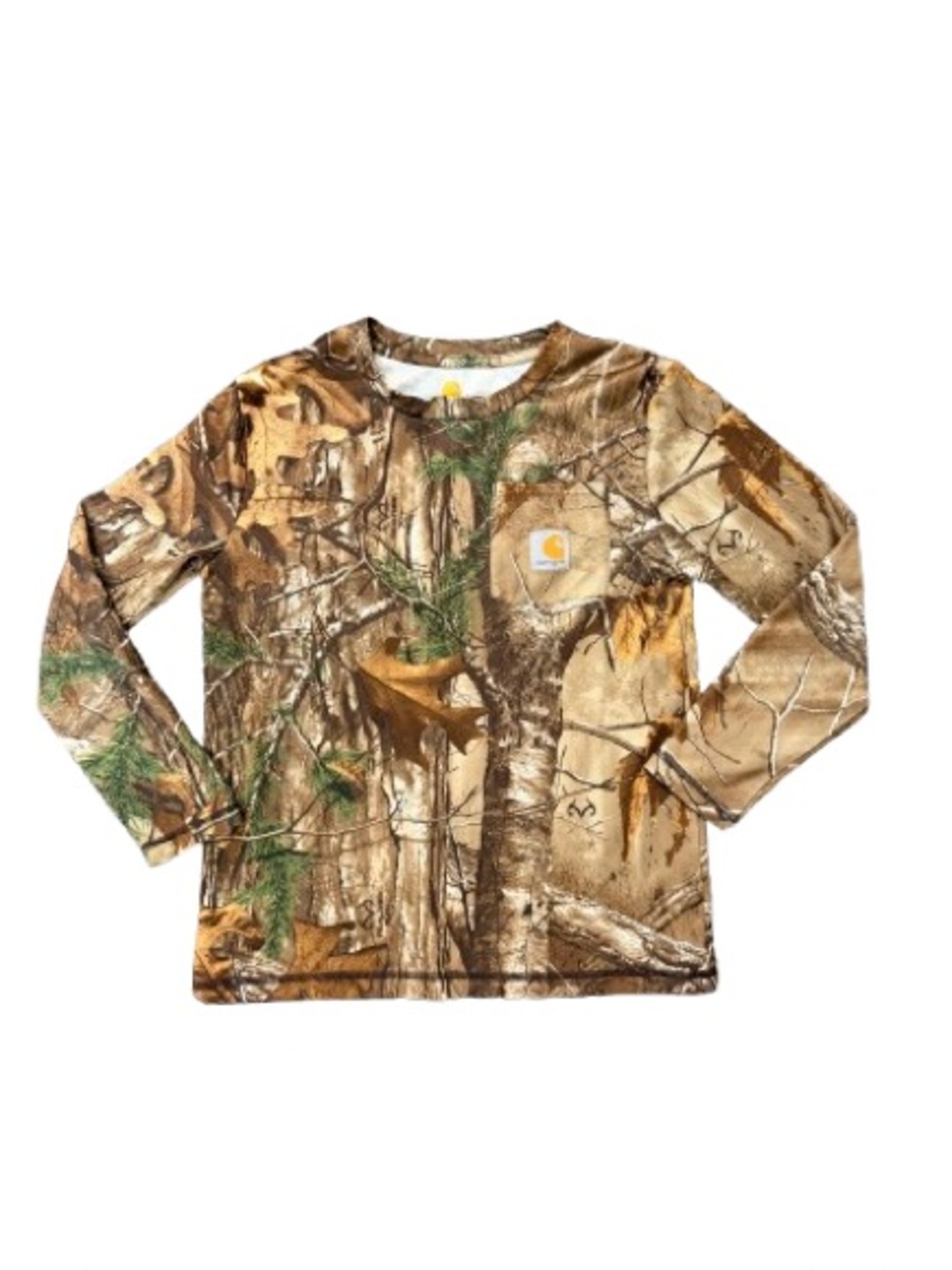 Carhartt Realtree Camo Long Sleeve Shirt Youth Small 8/10 Hunting Outdoor Tee